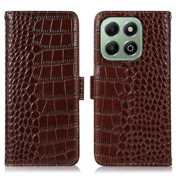 Honor X6b Crocodile Serie Lederhülle mit Geldbörse mit RFID - Braun