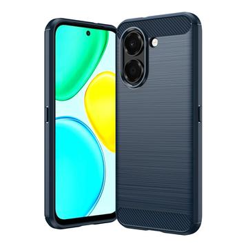Honor X7e Gebürstete TPU Hülle - Karbonfaser - blau