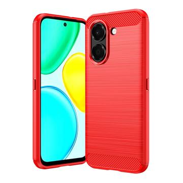 Honor X7e Gebürstete TPU Hülle - Karbonfaser - rot
