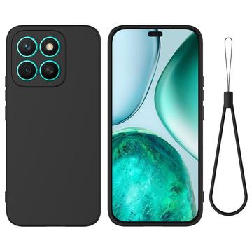 Honor X8c Liquid Silikonhülle mit Handschlaufe - Schwarz