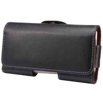 iPhone 5 / 5S / SE Horizontal Halter Leder Tasche - Schwarz