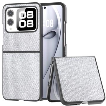 Huawei Nova Flip Strass Textur Hybrid Hülle - Silber