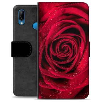 Huawei P20 Lite Premium Schutzhülle mit Geldbörse - Rose