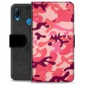 Huawei P30 Lite Premium Schutzhülle mit Geldbörse - Rosa Tarnung