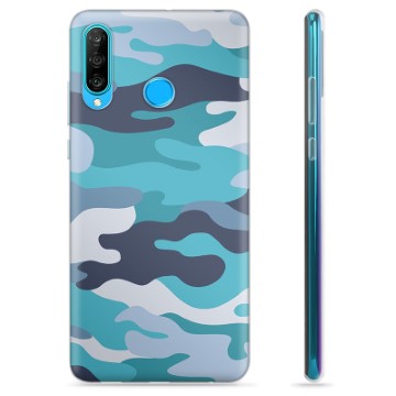 Huawei P30 Lite TPU Hülle - Blaue Tarnung