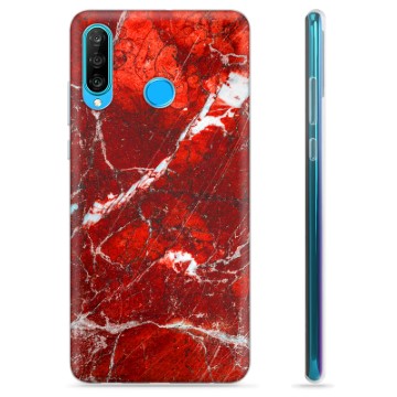 Huawei P30 Lite TPU Hülle - Roter Marmor