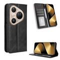 Huawei Pura 80 Ultra Retro Wallet Schutzhülle mit Magnetverschluss - Schwarz
