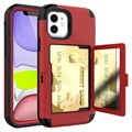 iPhone 12 Mini Hybrid Hülle mit Spiegel und Kartenhalter - Rot