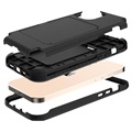 iPhone 12 Pro Max Hybrid Hülle mit Spiegel und Kartenhalter - Schwarz