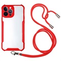 iPhone 13 Pro Max Hybrid Case mit Schlüsselband - Rot
