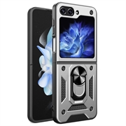 Samsung Galaxy Z Flip6 Hybrid-Hülle mit Ringhalterung - Silber