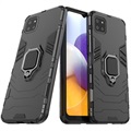 Samsung Galaxy A22 5G, Galaxy F42 5G Hybrid Case mit Ringhalterung - Schwarz