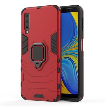 Samsung Galaxy A7 (2018) Hybrid Case mit Ringhalterung - Rot