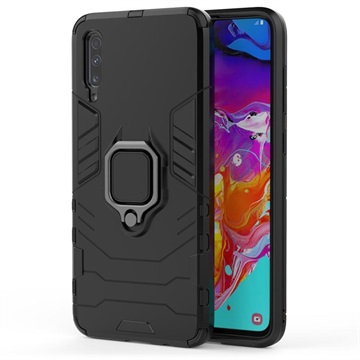 Samsung Galaxy A70 Hybrid Case mit Ringhalterung - Schwarz