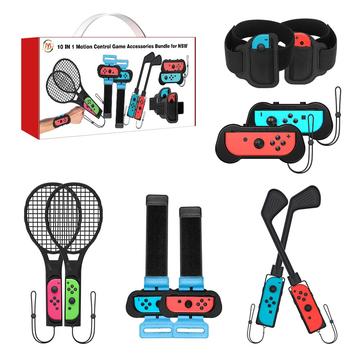 JYS JYS-NS215 10-in-1 Motion Control Griffe Halterung Golfschläger Handgelenk Tanz Band Griff Bein Strap Tennisschläger Spiel Zubehör Set für Nintendo Switch