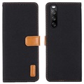 Jeans Series Sony Xperia 10 III, Xperia 10 III Lite Wallet Hülle - Schwarz