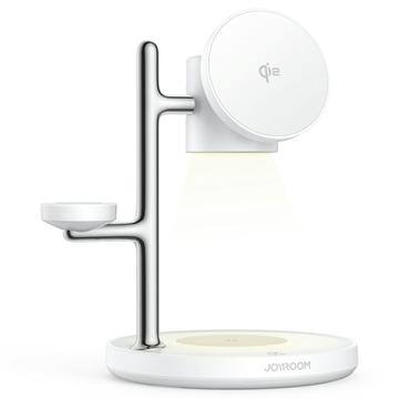 Joyroom JR-W23 Qi2 4-in-1 Magnetisches Drahtloses Ladegerät 15W mit Nachtlicht - Weiß