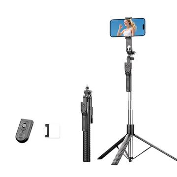 K50 Bluetooth-Selfie-Stick-Stativ mit TikTok-Fernbedienung, 6-stufiges Aufhelllicht - Schwarz