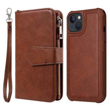 KT Multifunctional Serie iPhone 14 Wallet Hülle - Braun