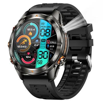 KT80 Sport-Smartwatch - 3ATM wasserdicht, Bluetooth-Anruf, 1.46" HD-Touchscreen, integrierte Taschenlampe - Schwarz
