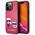 Karl Lagerfeld Ikonik Karl & Choupette iPhone 13 Pro Hülle - Fuchsia
