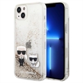 Karl Lagerfeld Liquid Glitter Karl & Choupette iPhone 13 Pro Max Hülle - Gold