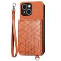 Geometry Serie iPhone 14 Hülle mit Geldbörse - Braun