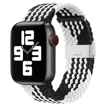 Apple Watch Series 7/SE/6/5/4/3/2/1 Gestrickter Armband - 45mm/44mm/42mm - Schwarz / Weiß