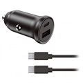 Ksix USB-A / USB-C Kfz-Ladegerät mit USB-C Kabel - 20W - Schwarz