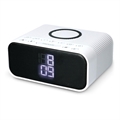 Tragbarer Bluetooth Lautsprecher mit LED Wecker - Weiß