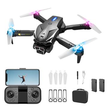 LU600 Faltbare Hindernisvermeidungs-RC-Drohne mit coolem Licht - Schwarz