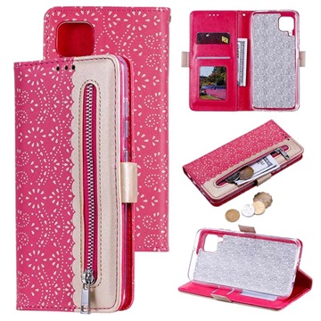 Lace Pattern Huawei P40 Lite Wallet Hülle - Hot Pink