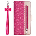 Lace Pattern Samsung Galaxy A21s Wallet Hülle mit Stand-Funktion - Hot Pink