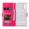 Lace Pattern Samsung Galaxy A50 Wallet Hülle - Hot Pink