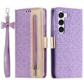 Lace Pattern Samsung Galaxy S23 5G Wallet Hülle - Violett