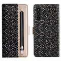 Lace Pattern Samsung Galaxy A13 5G Wallet Hülle - Schwarz