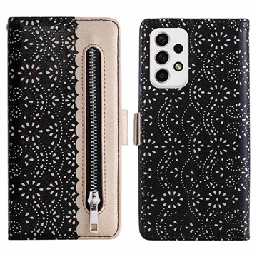 Lace Pattern Samsung Galaxy A23 Wallet Hülle - Schwarz