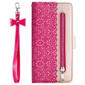 Lace Pattern Samsung Galaxy A23 Wallet Hülle - Hot Pink
