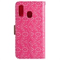 Lace Pattern Samsung Galaxy A20e Wallet Hülle - Hot Pink