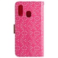 Lace Pattern Samsung Galaxy A40 Schutzhülle mit Geldbörse - Hot Pink