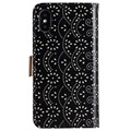 Lace Pattern iPhone X / iPhone XS Wallet Hülle - Schwarz