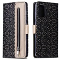 Lace Pattern Samsung Galaxy S20+ Wallet Hülle - Schwarz