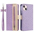 Lace Pattern iPhone 14 Max Wallet Hülle - Violett