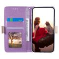 Lace Pattern iPhone 14 Pro Max Wallet Hülle - Violett