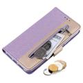 Lace Pattern iPhone 14 Pro Max Wallet Hülle - Violett