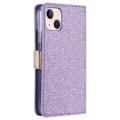 Lace Pattern iPhone 14 Wallet Hülle - Violett