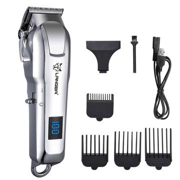 Langba Digital Display Katzen- und Hundeschermaschine / Elektrischer Trimmer für Haustiere mit 4 Kämmen - Silber