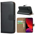 iPhone 12 mini Leder Wallet Hülle mit Stand - Schwarz