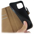 iPhone 12 mini Leder Wallet Hülle mit Stand - Schwarz
