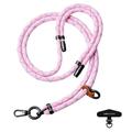 Leeu Design Gestreiftes universelles Crossbody-Telefon-Lanyard - 160cm, 8mm - Rosa